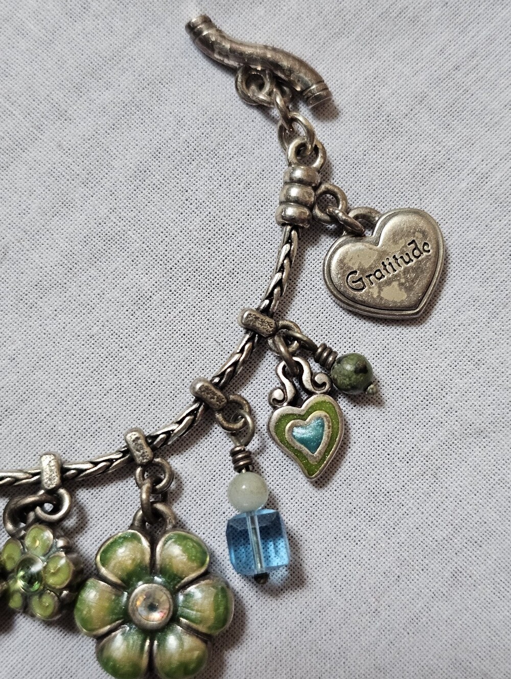 Retired Brighton Embrace Life Gratitude Butterfly Charm Bracelet Floral Hearts - Picture 11 of 13